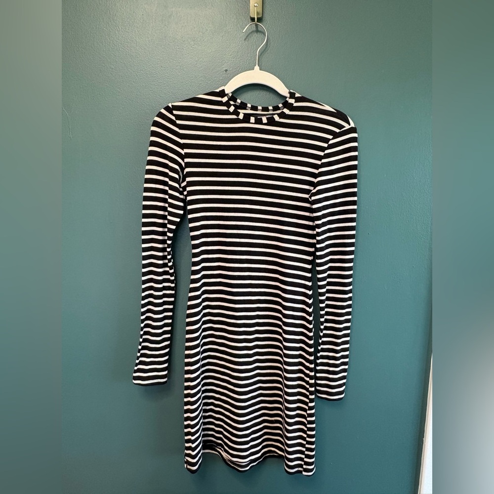 Reformation Black and White Striped Long Sleeve Dress size XS